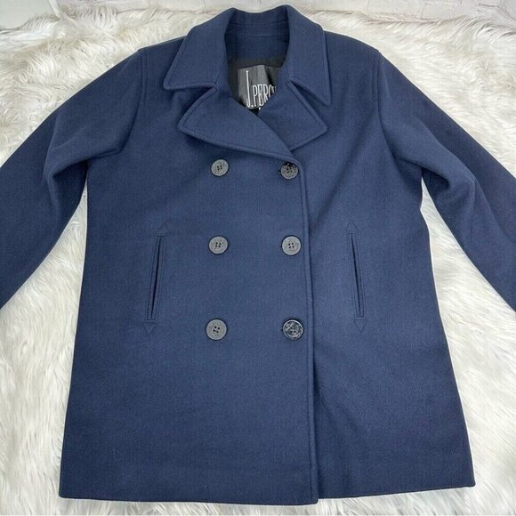J Percy Women’s Blue Merino Wool Vintage 90s Double Breasted Pea Coat‎ 14/C47 - Picture 6 of 13